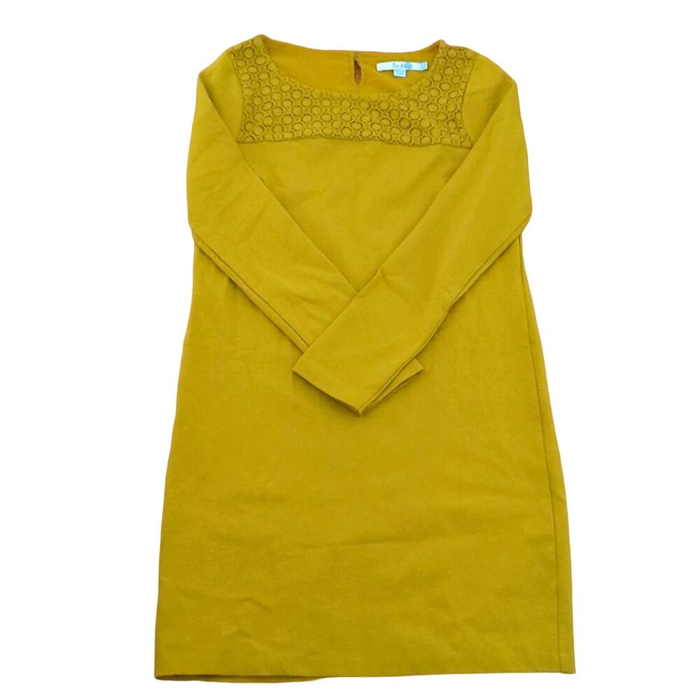 Boden Mustard Yellow Bohemian Style Embroidered Eyelet Lace Long Sleeve Dress